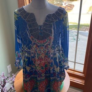 Cute women’s Bohemian multicolored top with beading. Purchased - Anna Maria Isle